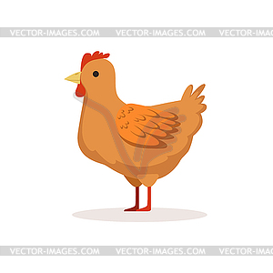 Brown hen, poultry breeding - vector image