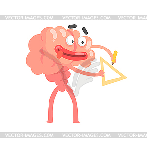 Humanized cartoon brain character drawing with - vector clipart