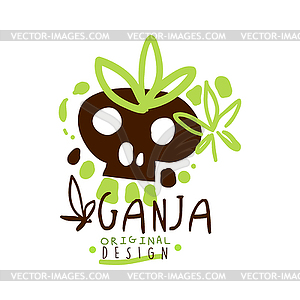 Ganja label original design, logo graphic template - vector clip art