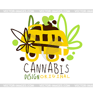 Cannabis label original design, logo graphic - vector clip art