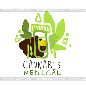 Cannabis medical label, logo graphic template - vector clipart