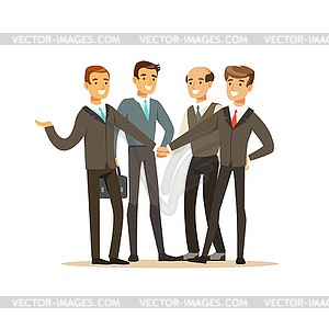 Group of businessmen having meeting in office - vector clip art