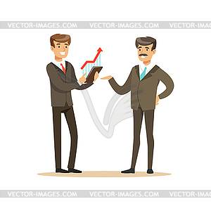 Business partners discussing financial resultst at - vector clip art