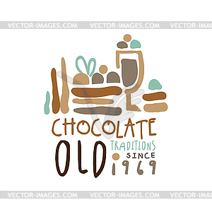 Chocolate old traditions label since 1969, - vector clipart