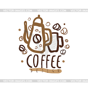 Coffee label design, in brown colors - vector clipart