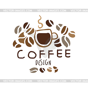 Coffee label design, in brown colors, logo template - vector image