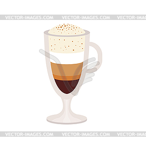 Offee caramel macchiato in glass cup - vector image