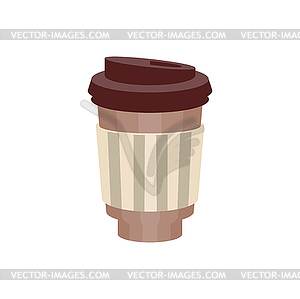 Takeout coffee in paper cup with lid - vector clipart