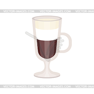 Offee with cream foam in irish coffee mug - vector image