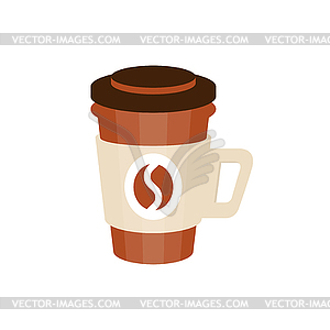 Thermo plastic coffee cup with coffee bean logo - stock vector clipart