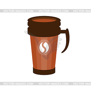 Takeout coffee in brown thermo cup - vector clip art