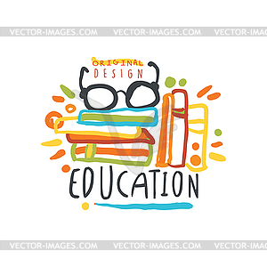 Education label, back to school logo graphic - color vector clipart