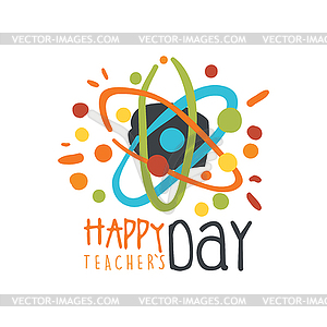 Happy Teachers Day label, back to school logo - vector clipart / vector image