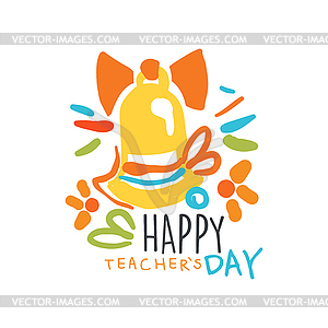 Happy Teachers Day label, back to school logo - vector clipart