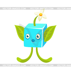 Cute fantastic plant character square shape, - vector clipart / vector image