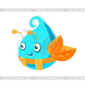 Cute fantastic turquoise plant character in form - vector image
