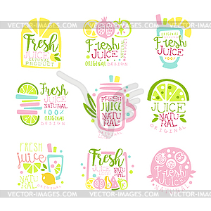 Fresh juice set of logo templates colorful s - vector clip art