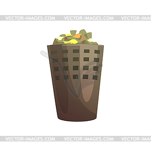 Indoor trash bin, waste processing and utilization - vector clipart