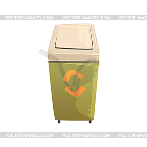 Garbage wheelie bin with lid, waste processing and - vector clipart