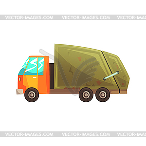 Garbage truck, waste recycling and utilization - vector clip art