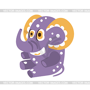 Adorable cartoon elephant character sitting on floor - vector EPS clipart