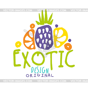 Оригинальный дизайн экзотического логотипа с тропическими фруктами - векторный графический клипарт