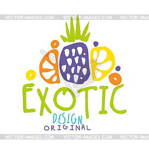 Exotic logo original design with tropical fruits - vector clipart