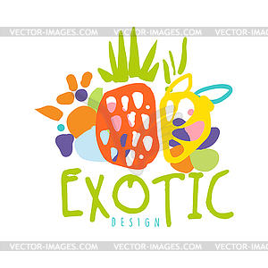 Exotic logo design with tropical fruits colorful - vector image