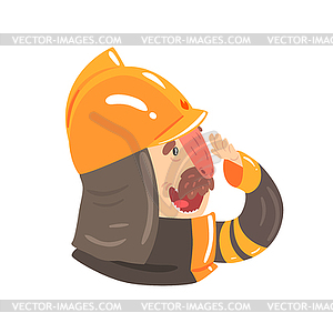 Firefighter in safety helmet and protective suit, - vector image