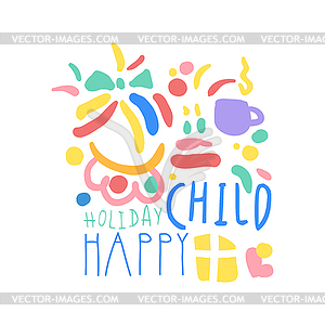 Child Happy Holiday logo template colorful - vector clip art