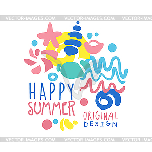 Happy Summer logo template original design colorful - vector clipart