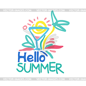 Hello Summer logo template colorful - vector image