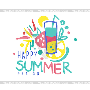 Дизайн шаблона для логотипов Happy Summer - векторный графический клипарт