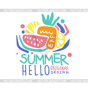 Hello Summer logo template original design colorful - vector clipart