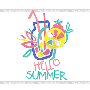 Hello Summer logo template colorful - vector image