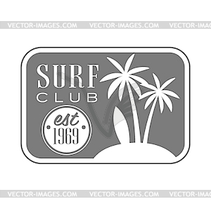 Клуб серфинга, логотип логотипа 1969 года, черно-белый - клипарт в векторе