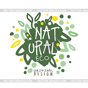 Natural Eco label, logo graphic template - stock vector clipart