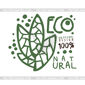 One hundred percent eco natural label original - vector clip art