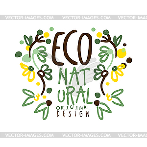 Eco natural label original design, logo graphic - stock vector clipart