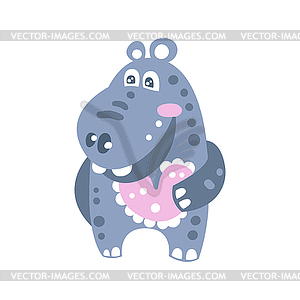 Cute smiling cartoon Hippo character - vector image