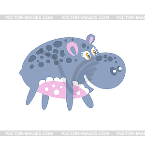 Cute smiling cartoon Hippo character posing - vector clipart