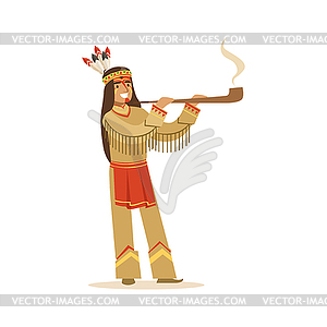Native american indian in traditional indian - vector image