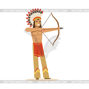 Native american indian in traditional indian - vector image