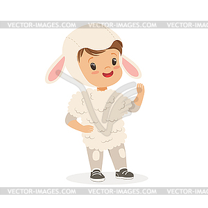 Cute little boy dressed as white lamb, kids carniva - vector EPS clipart