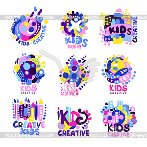 Kid creative set of colorful logo graphic - vector clipart