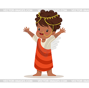 Girl wearing national costume of Africa colorful - vector image