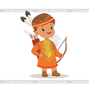 Boy wearing native national costume of American - vector image