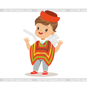 Boy wearing national costume of Peru colorful - royalty-free vector image