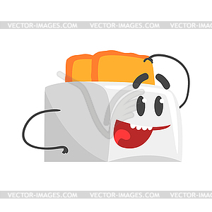 Funny toaster character with smiling face, humanize - vector clipart