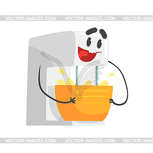 Funny kitchen mixer bowl character with smiling - vector clipart / vector image